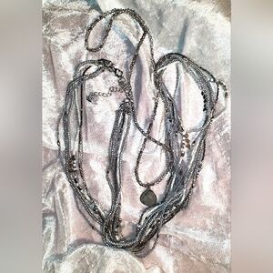 Vintage Premier Design Multi-chain Necklace In Silver & MOP. Great Condition